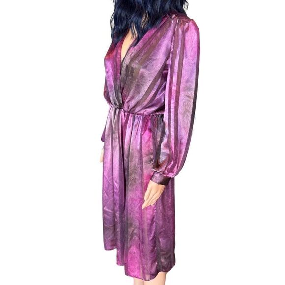 Vintage Strait Line 70s Purple Midi Dress - Picture 4 of 6